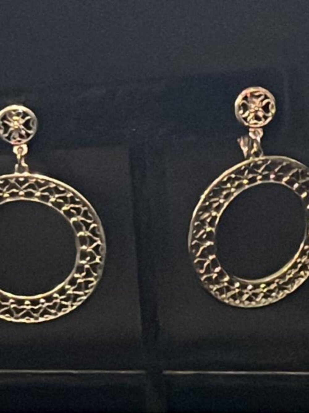 Silver Tone Heart Filigree Hoop Clip On Earrings